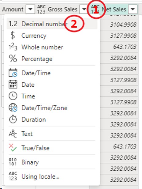 adjusting decimal data type