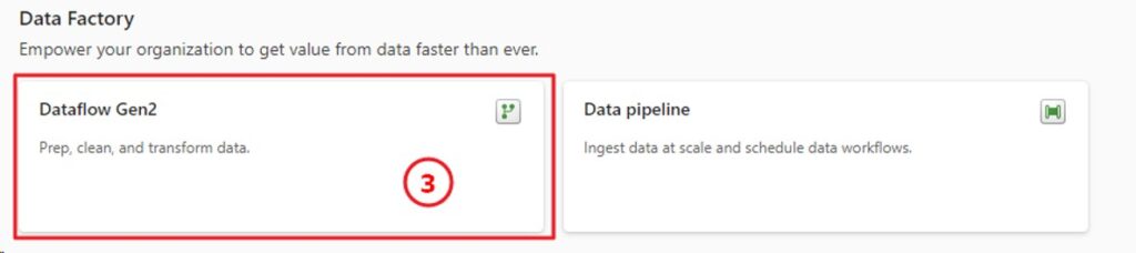 create data factory in fabric method 2